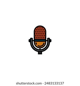 Original vector illustration. The contour icon of a retro studio microphone. Hand drawn, not AI