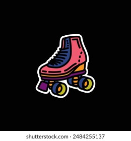 Original vector illustration. A contour icon. Vintage roller skates. Hand drawn, not AI