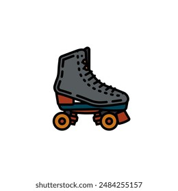 Original vector illustration. A contour icon. Vintage roller skates. Hand drawn, not AI