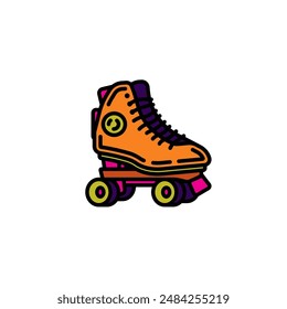 Original vector illustration. A contour icon. Vintage roller skates. Hand drawn, not AI