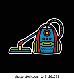 Original vector illustration. The contour icon of the vacuum cleaner. Hand drawn, not AI