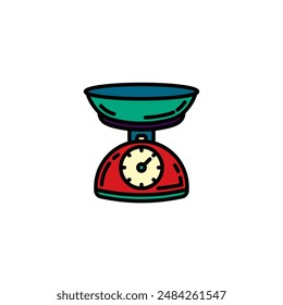 Original vector illustration. The contour icon of the scales. Hand drawn, not AI