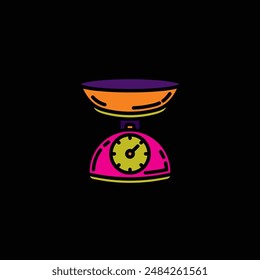 Original vector illustration. The contour icon of the scales. Hand drawn, not AI
