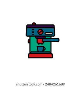 Original vector illustration. The contour icon of the coffee machine. Hand drawn, not AI