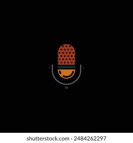 Original vector illustration. The contour icon of a retro studio microphone. Hand drawn, not AI