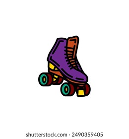 Original vector illustration. A contour icon. Vintage roller skates. Hand drawn, not AI