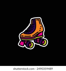 Original vector illustration. A contour icon. Vintage roller skates. Hand drawn, not AI