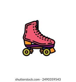 Original vector illustration. A contour icon. Vintage roller skates. Hand drawn, not AI