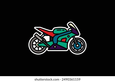 Original vector illustration. The contour icon of a racing sports motorcycle. Superbike. Hand drawn, not AI