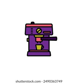 Original vector illustration. The contour icon of the coffee machine. Hand drawn, not AI