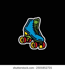 Original vector illustration. A contour icon. Vintage roller skates. Hand drawn, not AI