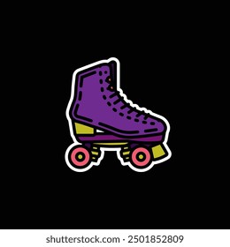 Original vector illustration. A contour icon. Vintage roller skates. Hand drawn, not AI