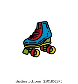 Original vector illustration. A contour icon. Vintage roller skates. Hand drawn, not AI