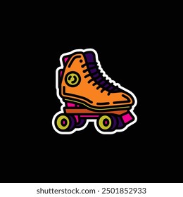 Original vector illustration. A contour icon. Vintage roller skates. Hand drawn, not AI