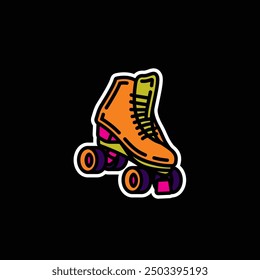 Original vector illustration. A contour icon. Vintage roller skates. Hand drawn, not AI