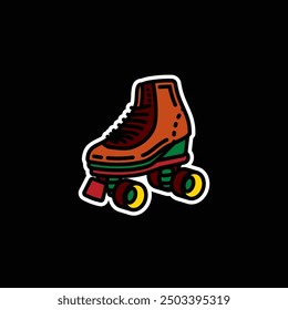 Original vector illustration. A contour icon. Vintage roller skates. Hand drawn, not AI