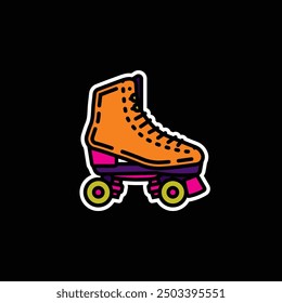 Original vector illustration. A contour icon. Vintage roller skates. Hand drawn, not AI