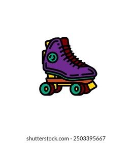 Original vector illustration. A contour icon. Vintage roller skates. Hand drawn, not AI