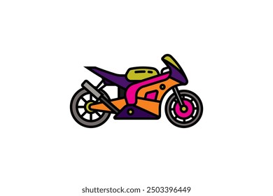 Original Vektorgrafik. Die Kontur-Ikone eines Rennsport-Motorrads. Superbike. Handgezeichnet, nicht KI