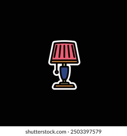Ilustración vectorial original. Icono de contorno de una lámpara de mesa para el hogar. Dibujado a mano, no AI