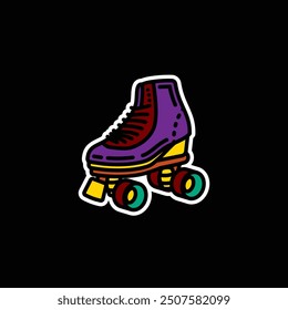 Original vector illustration. A contour icon. Vintage roller skates. Hand drawn, not AI