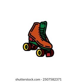 Original vector illustration. A contour icon. Vintage roller skates. Hand drawn, not AI