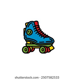 Original vector illustration. A contour icon. Vintage roller skates. Hand drawn, not AI
