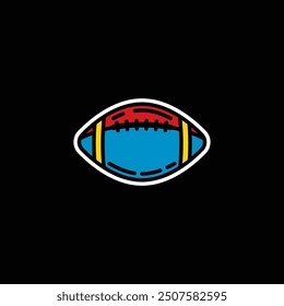 Original vector illustration. A contour icon. An American football ball. Hand drawn, not AI