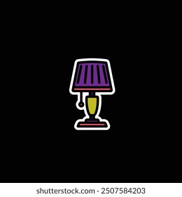 Ilustración vectorial original. Icono de contorno de una lámpara de mesa para el hogar. Dibujado a mano, no AI