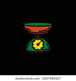 Original vector illustration. The contour icon of the scales. Hand drawn, not AI