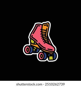 Original vector illustration. A contour icon. Vintage roller skates. Hand drawn, not AI
