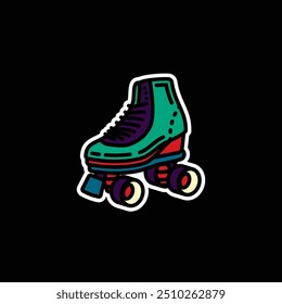 Original vector illustration. A contour icon. Vintage roller skates. Hand drawn, not AI