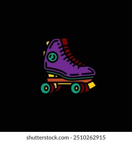 Original vector illustration. A contour icon. Vintage roller skates. Hand drawn, not AI