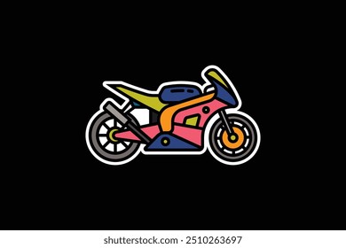 Original vector illustration. The contour icon of a racing sports motorcycle. Superbike. Hand drawn, not AI
