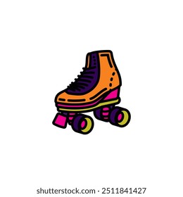 Original vector illustration. A contour icon. Vintage roller skates. Hand drawn, not AI