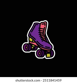 Original vector illustration. A contour icon. Vintage roller skates. Hand drawn, not AI