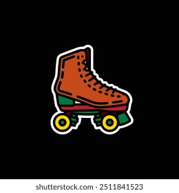 Original vector illustration. A contour icon. Vintage roller skates. Hand drawn, not AI