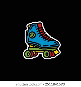 Original vector illustration. A contour icon. Vintage roller skates. Hand drawn, not AI