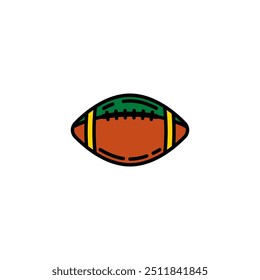 Ilustração vetorial original. Um ícone de contorno. Uma bola de futebol americano. Desenhado à mão, não com IA