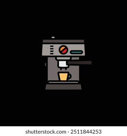 Original vector illustration. The contour icon of the coffee machine. Hand drawn, not AI