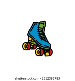 Original vector illustration. A contour icon. Vintage roller skates. Hand drawn, not AI