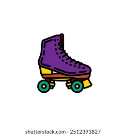 Original vector illustration. A contour icon. Vintage roller skates. Hand drawn, not AI
