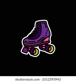 Original vector illustration. A contour icon. Vintage roller skates. Hand drawn, not AI