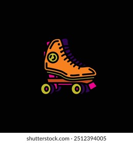 Original vector illustration. A contour icon. Vintage roller skates. Hand drawn, not AI
