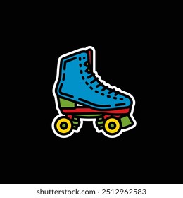 Original vector illustration. A contour icon. Vintage roller skates. Hand drawn, not AI