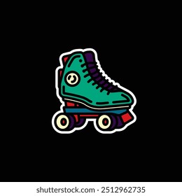 Original vector illustration. A contour icon. Vintage roller skates. Hand drawn, not AI