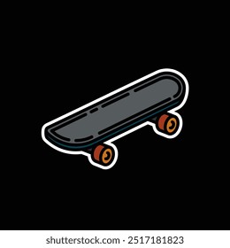 Ilustração vetorial original. Um ícone de contorno. Skate antigo. DESENHADO À MÃO, NÃO INTELIGÊNCIA ARTIFICIAL!