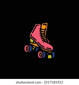 Original vector illustration. A contour icon. Vintage roller skates. HAND DRAWN, NOT ARTIFICIAL INTELLIGENCE!