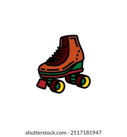 Original vector illustration. A contour icon. Vintage roller skates. HAND DRAWN, NOT ARTIFICIAL INTELLIGENCE!