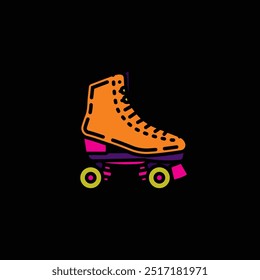 Original vector illustration. A contour icon. Vintage roller skates. HAND DRAWN, NOT ARTIFICIAL INTELLIGENCE!